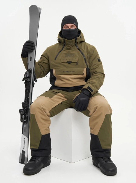 Мужской сноубордический костюм для лыж из мембранной ткани Alpha Endless Crusader PRO NYLON 3L 326/1667_42 Хаки